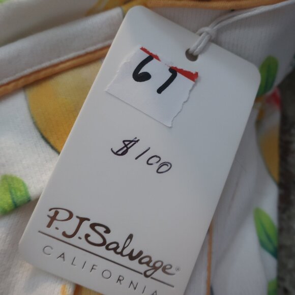 NWT Womens P.J. Salvage (Item- 67) White Yellow 3Pc Mimosa Me Pajama Short Set M - Picture 13 of 14